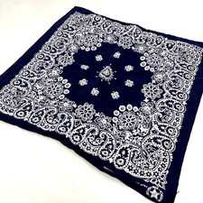 Vintage Navy Blue Bandana Paisley 100 Cotton Handkerchief Made in USA RN 15187