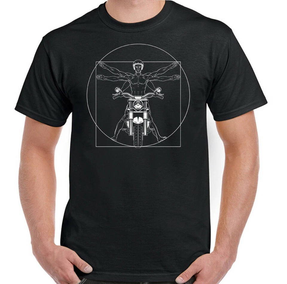 Biker Vitruvian Herren Lustige Motorrad Biker Motorrad Café Racer - Bild 1 von 1