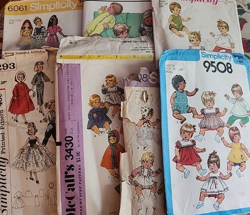 Lot  Vintage Doll Clothes  Doll Carrier Various Sizes Cut Sewing Patterns