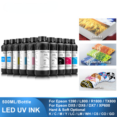 500ML UV Ink For DX5 DX6 TX800 XP600 Printhead For Epson 1390 L800 L1800 R1800