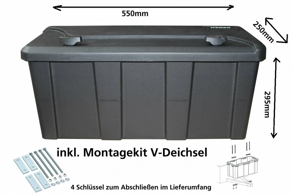 Blackit 2, Just Daken B23-2 Deichselbox mit Schloss, Werkzeugkasten, Gurtkiste