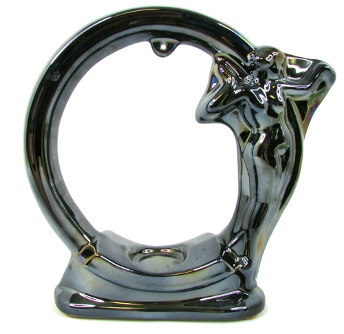 Ceramic Circular Art Sculpture Woman Nude Figure Nouveau Made In Poland 9"