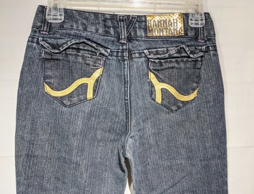 HANNAH MONTANA Girl's Dark Wash Glitter Regular Fit Straight Leg Jeans size 12 - Picture 8 of 10