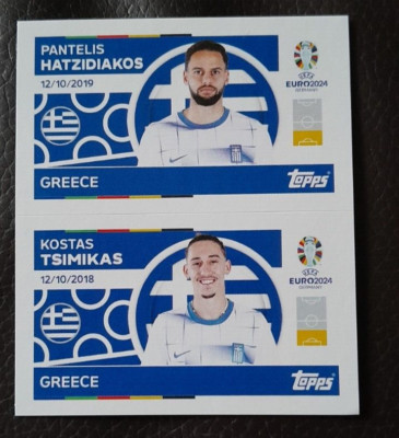 TOPPS UEFA EURO FUßBALL EM 2024 - Sticker GRE 4 + GRE 5 Hatzidiakos - Tsimikas