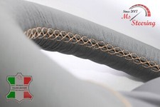 FÜR GENESIS G70 19-19 GRAUE LEDERLENKRADABDECKUNG, GESCHLOSSENE KANTEN, BEIGE STI