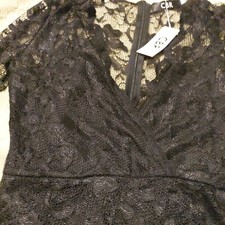 NEW Gorgeous Chic Glam Black Lace Bodycon Ruched Side Lined Dress Size M (12)