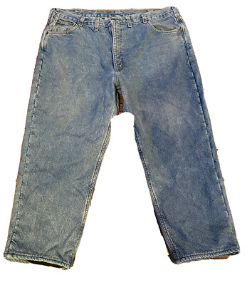 Carhartt Mens Fleece Lined Blue Jean Denim Work Size 44x30 Relaxed Fit B155  DST