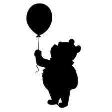 Vinyl Decal for Window - Winnie The Pooh with Balloon Silhouette (Disney)