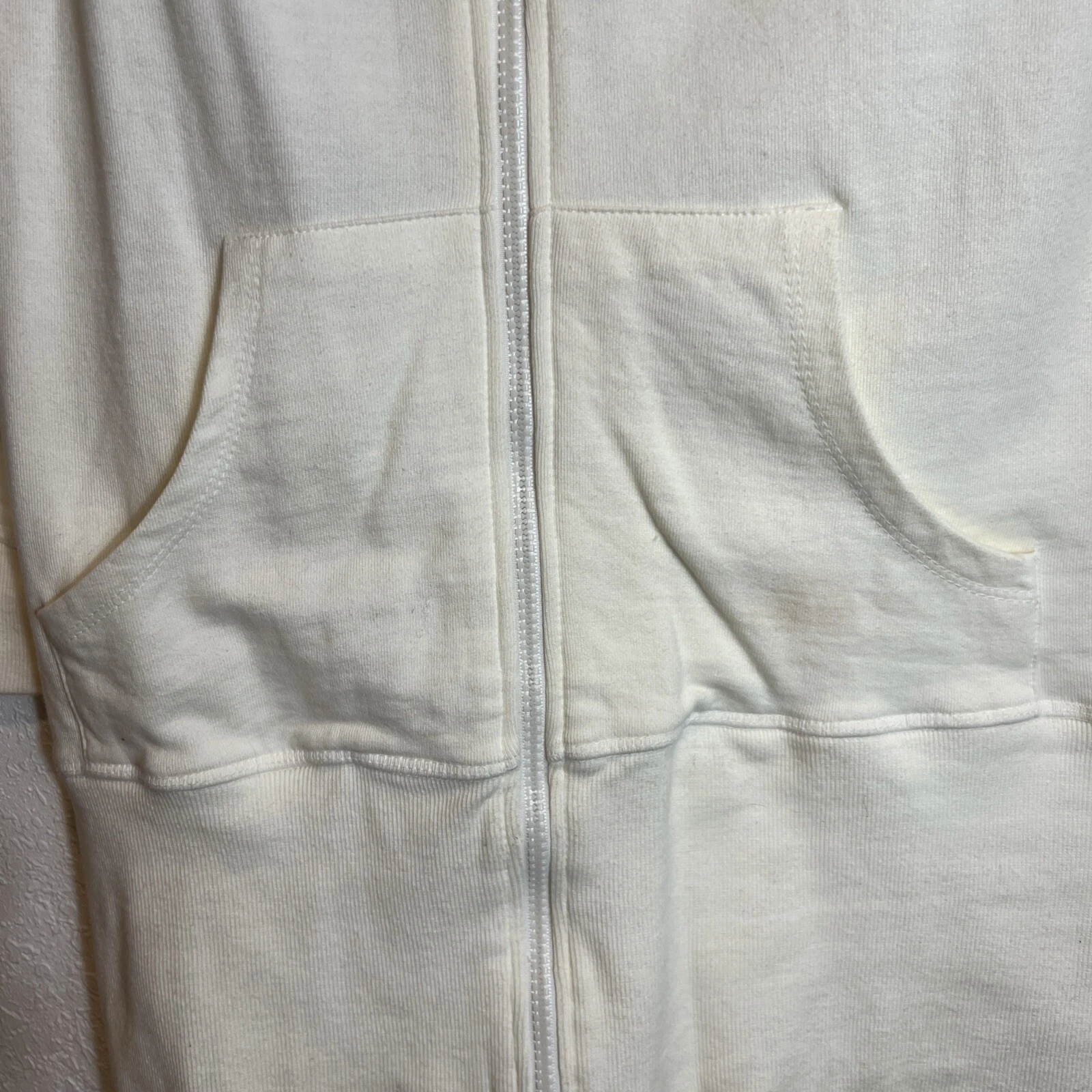 OFF WHITE Felpa con cappuccio turistica giapponese anni 90 vintage tunica panna e nera taglia large