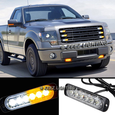 1X 6 LED Amber&White Emergency Hazard Warning Strobe Beacon Caution Light Bar#12