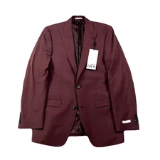 Bar III Slim-Fit Suit Jacket Mens 38L 38 Burgundy Red Wool Stretch $425