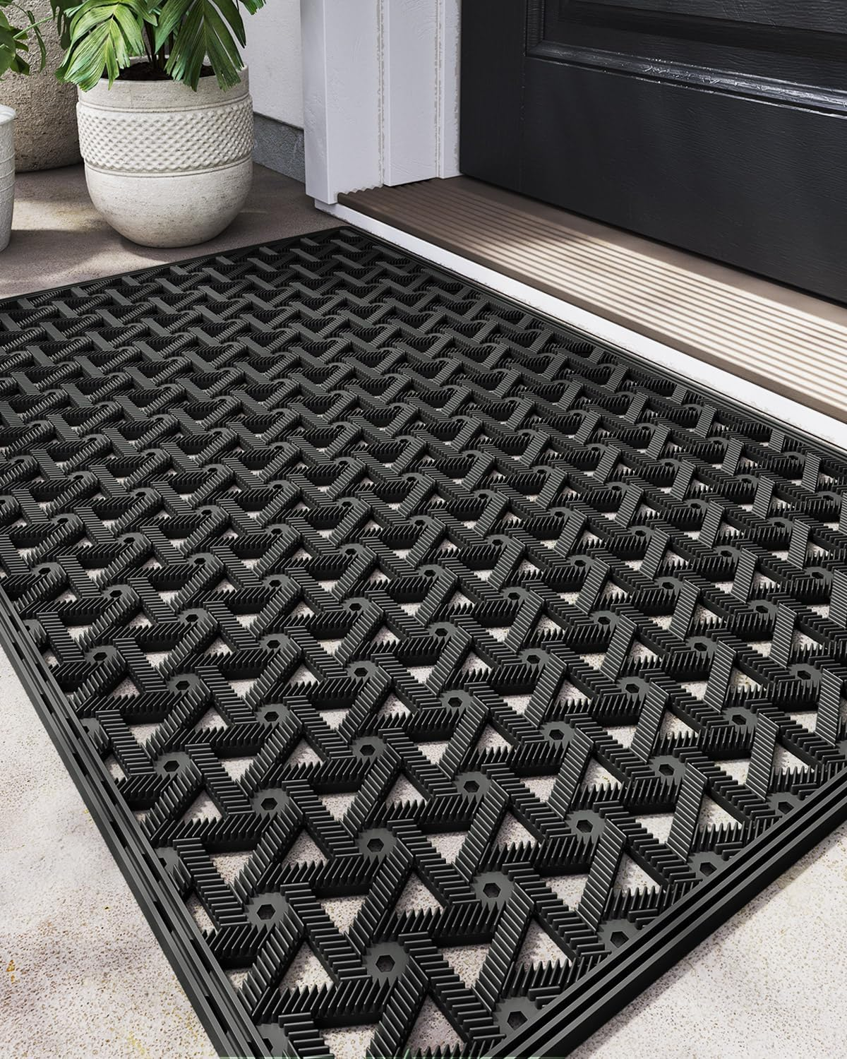 Non-Slip 19x29 Rubber Front Door Mat for Outdoor Entrance – Durable & Stain Resistant