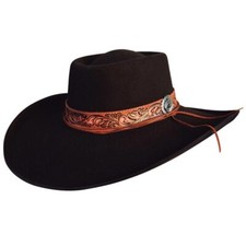 LAND OWNER BLACK Fine Wool Felt Western Hat - Leather hatband Concho