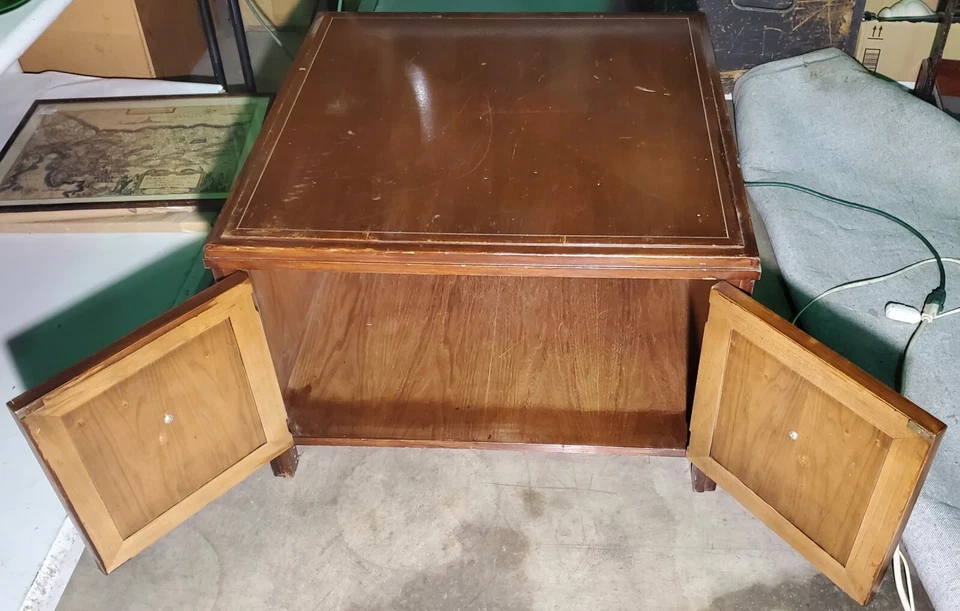 29.5" Square Center Coffee Table Mid Century Modern MCM w/Storage Solid Heavy! - Image 4 of 4