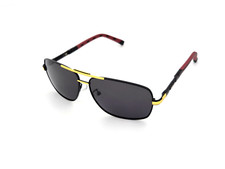 Polarized Porsche Flex Arms Square Metal Aviator Sunglasses Black-Gold Smoke PH3