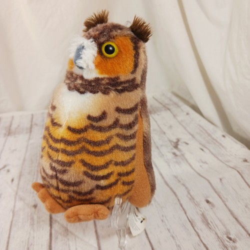 Wild Republic Realistic Great Horned Owl Plush Stuffed Animal Brown 5.5" READ - Picture 4 of 9