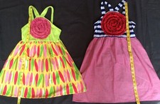 Set of 2 Boutique Freckles & Kitty Sleeveless Dress w Ruffle Front Sz 6 - 7 Year