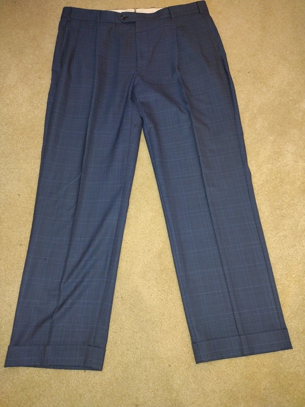Men's French Blue Glen Plaid Dress Pants From J Hilburn Size 38 X 30