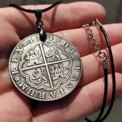 Collier Pendentif Pièce De Monnaie Pirate - Fait Main, Neuf, Livré Avec Pochette En Velours