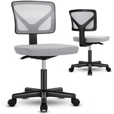 Office Chair Mesh Mid-Back Adjustable Height Armless Swivel Wheel Padded Seat