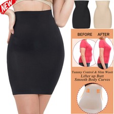 Comfort Women High Waist Easy Body Shaper Tummy Control Half Slip Underdress UK