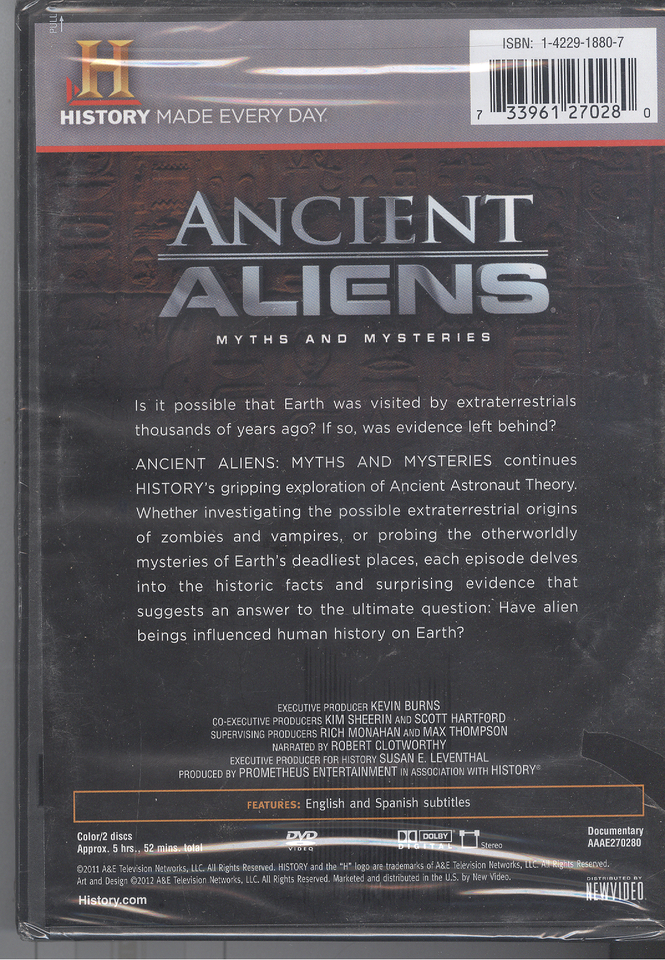 Ancient Aliens Myths And Mysteries (2011 NEW DVD) History Channel TV ...