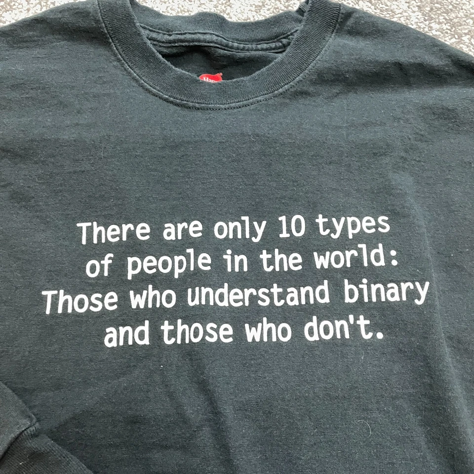 Рубашка Hanes Tagless 6.1 для взрослых средний размер черная с длинным рукавом Binary People Funny Crew - Изображение 2 из 4