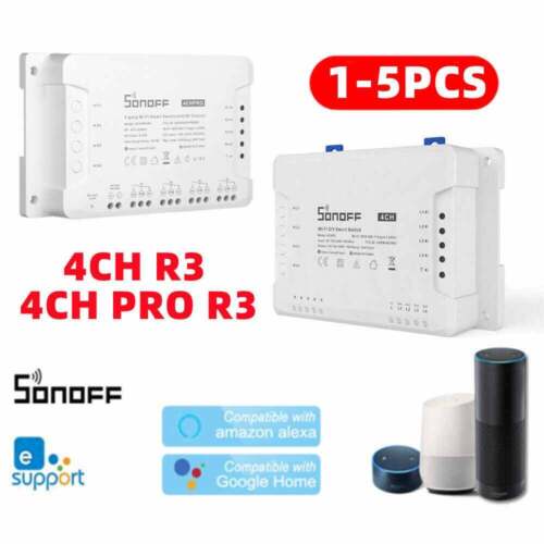 SONOFF 4CH R3/PRO R3 RF 433MHz 4 Gang WiFI Switch Smart Home 1/2/3/5PCS AU+ - Picture 1 of 18