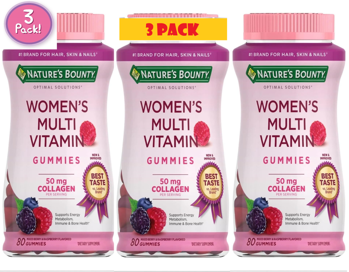 3 Pack Women's Multi Vitamin 240 Gummies 3x80 50mg Collagen
