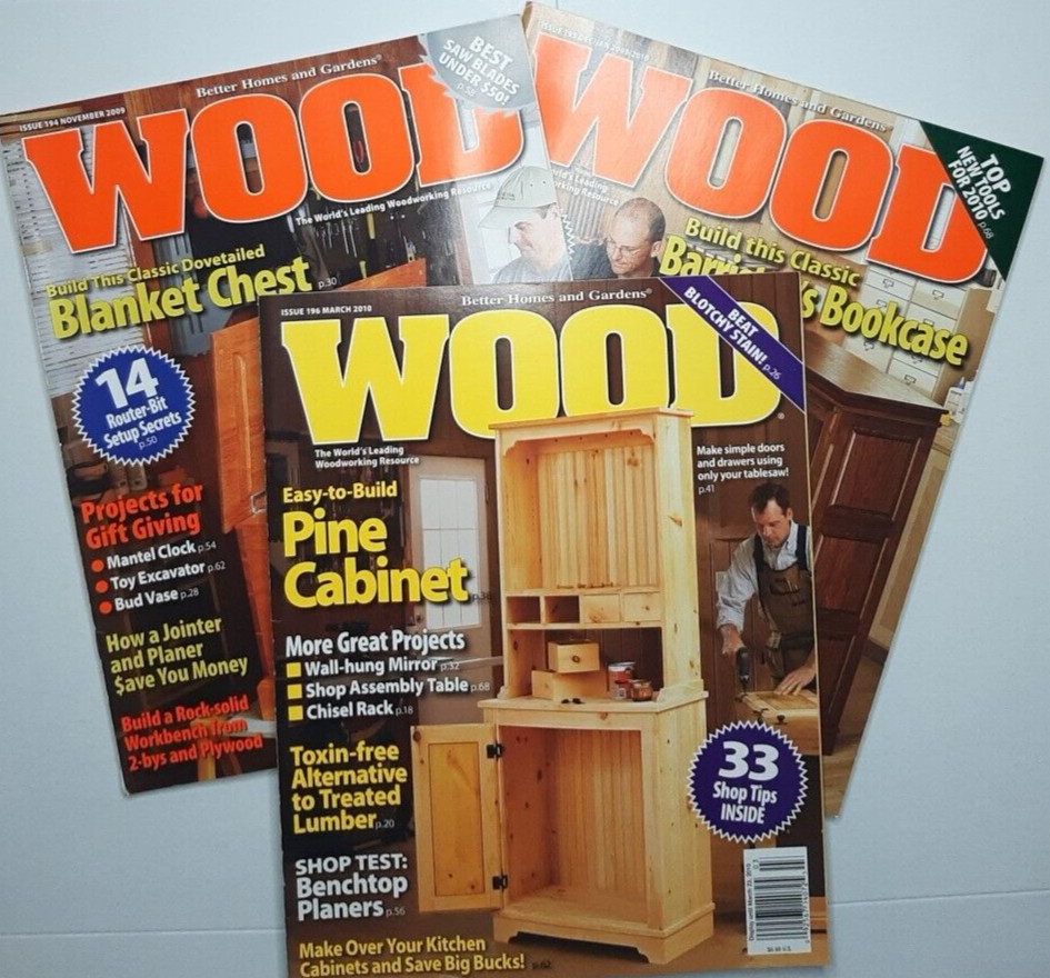 Wood Magazine Lot of 3 Issues 2009-10 Better Homes Gardens Furniture DIY Project