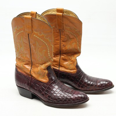 burgundy crocodile boots