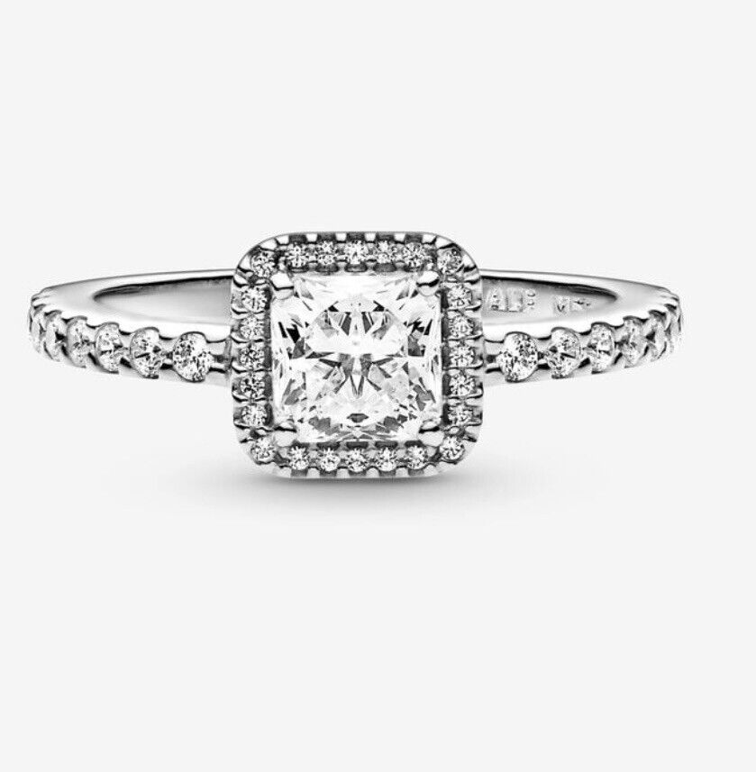 Square Sparkle Halo Ring