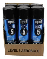 U-POL UP0871 HIGH #5 BLACK High Build Primer 6 Pack Aerosol Spray Can 450ML UPOL