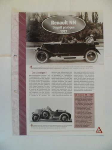 CARTE FICHE AUTO  RENAULT NN  1925  (229-232) - Photo 1/3