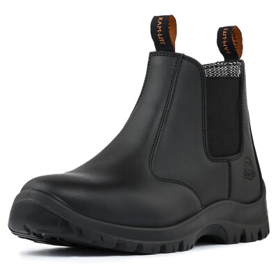 Work Boots for Men Slip on Steel Toe Boots Waterproof Non-Slip Safety Boots