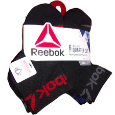 Boys SMALL Reebok Athletic Ankle Socks Quarter Cut Low Cut Black 6-Pack - New