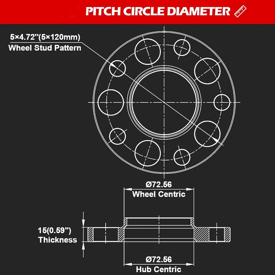 4 шт колесных распорок 15 и 20 мм 5x120 HubCentric для BMW F30 F80 M3 F10 M5 F82 M4 - Изображение 3 из 4
