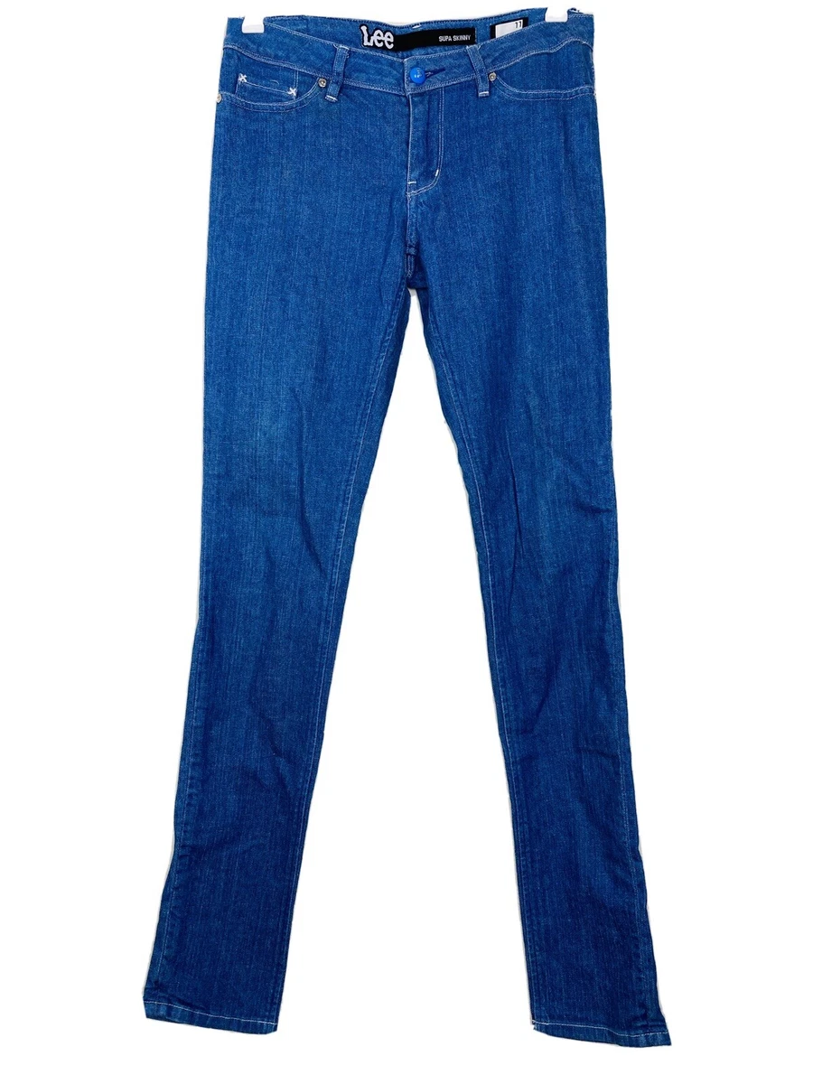 Lee Size 10 11 Jeans Supa Skinny Stretch Mid Blue Denim eBay