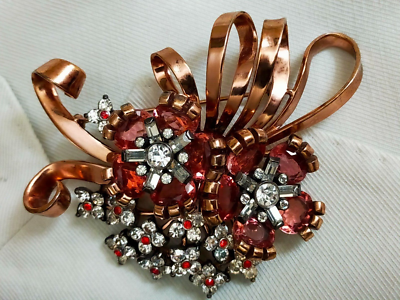 Épingle (broche) Vintage Pennino - Grand Nœud En Argent Avec Strass - Occasion Parfaite
