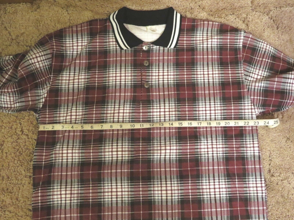 Camisa Delantera Hombre Cuadros 1/4 Botón, Talla:M, Granate, Blanco y Negro Foto 3 de 4