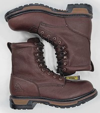 Rocky Steel Toe ASTM EH Waterproof Leather 8" Lacer Western Work Boot Men's 9.5M