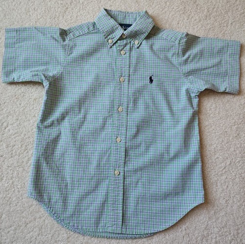 Jungen Ralph Lauren Kurzarm kariertes Button Down Hemd Größe 4 perfekt für Ostern