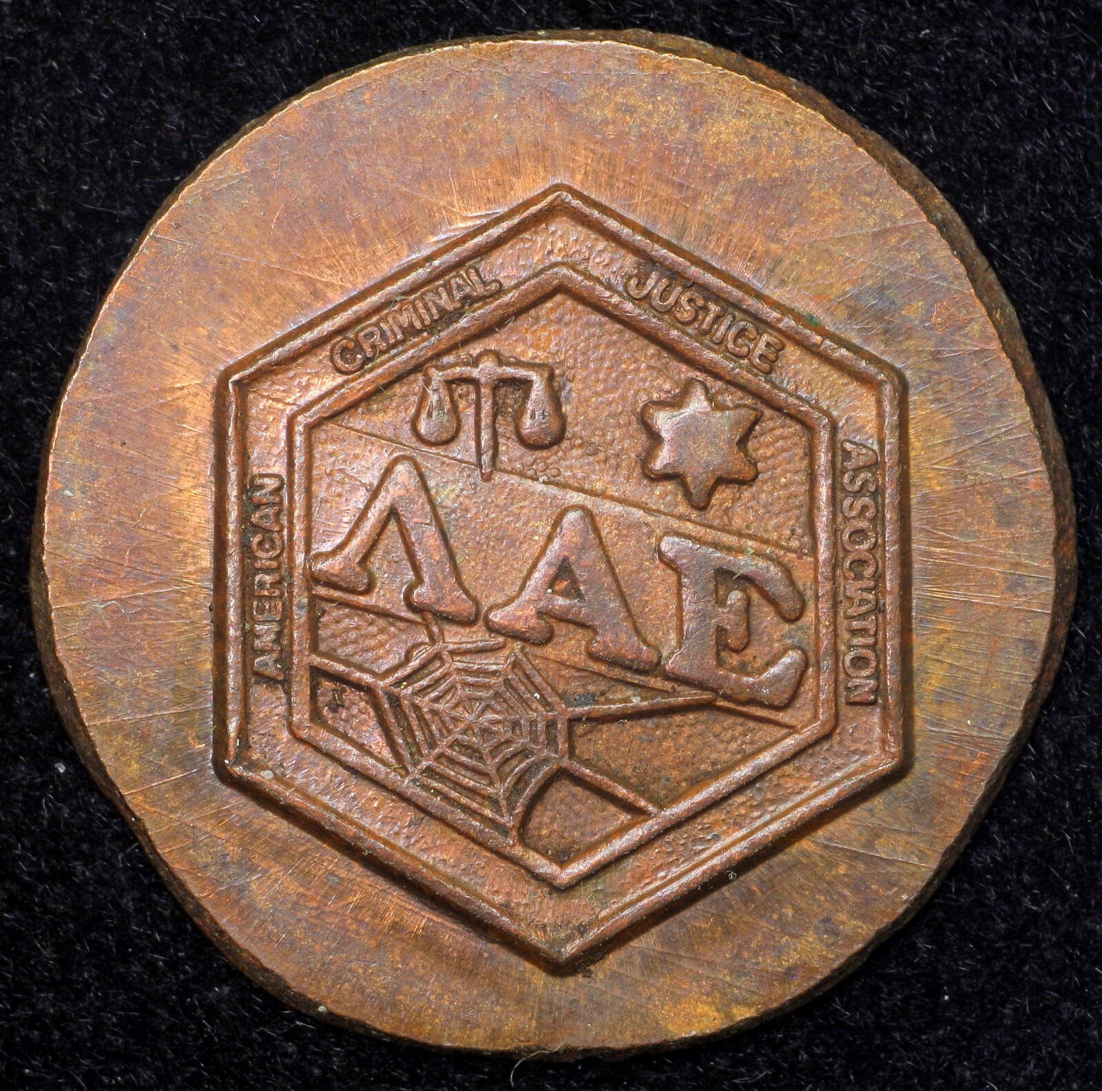 American Criminal Justice Association ACJA-LAE Uniface Trial Strike Charm Medal