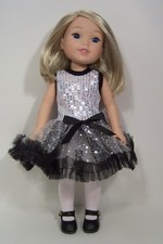 BLACK SILVER Party Dress Doll Clothes For Wellie Wisher Wishers 14" Debs 