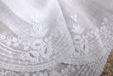 OLD BRIDAL HANDKERCHIEF EMBROIDERED LINEN with PUMETIS POINT 19th century