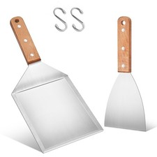 Herogo Spatule à Barbecue Set 2 Pièces Acier Inoxydable Plancha Réversible Burger BBQ Teppanyaki
