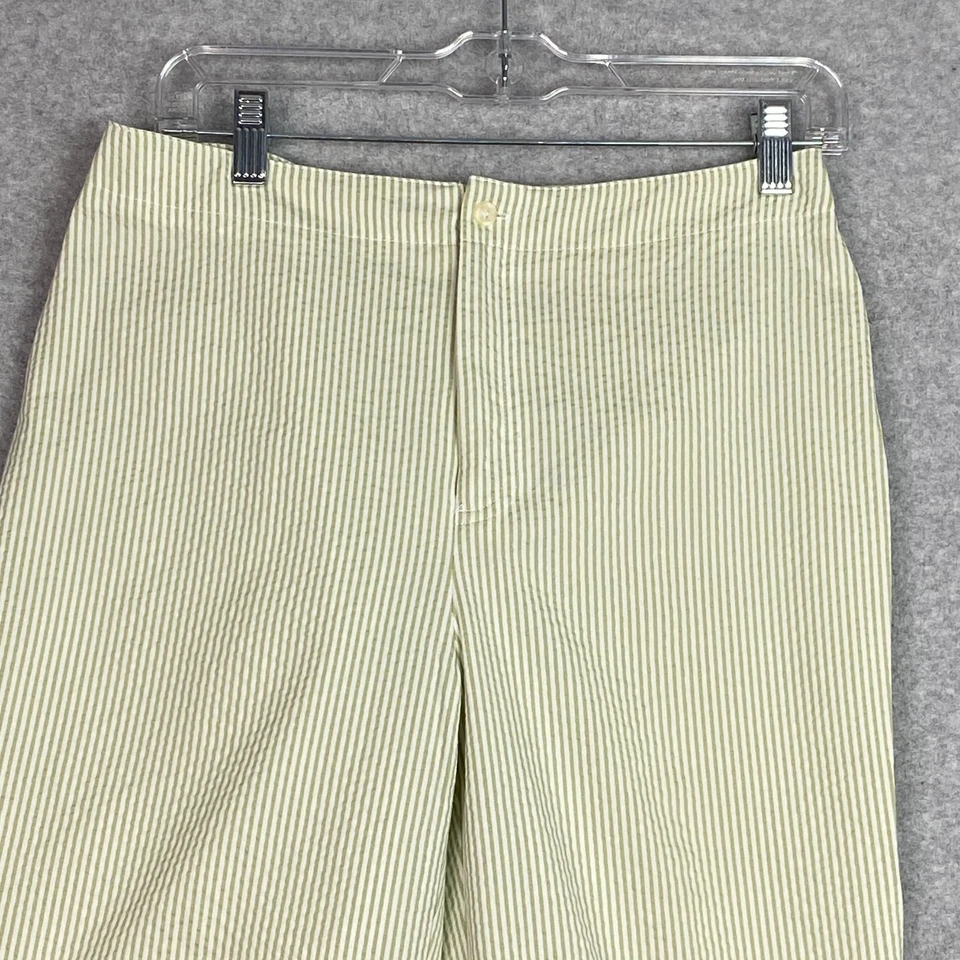 Pantalones cortos Kate Hill para mujer 6 rayas verdes Seersucker tiro alto recortados Foto 2 de 4