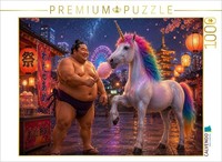 Calvendo Puzzle Sumo Wrestler And Unicorn At The Fair | 1000 Pieces, Finished Si