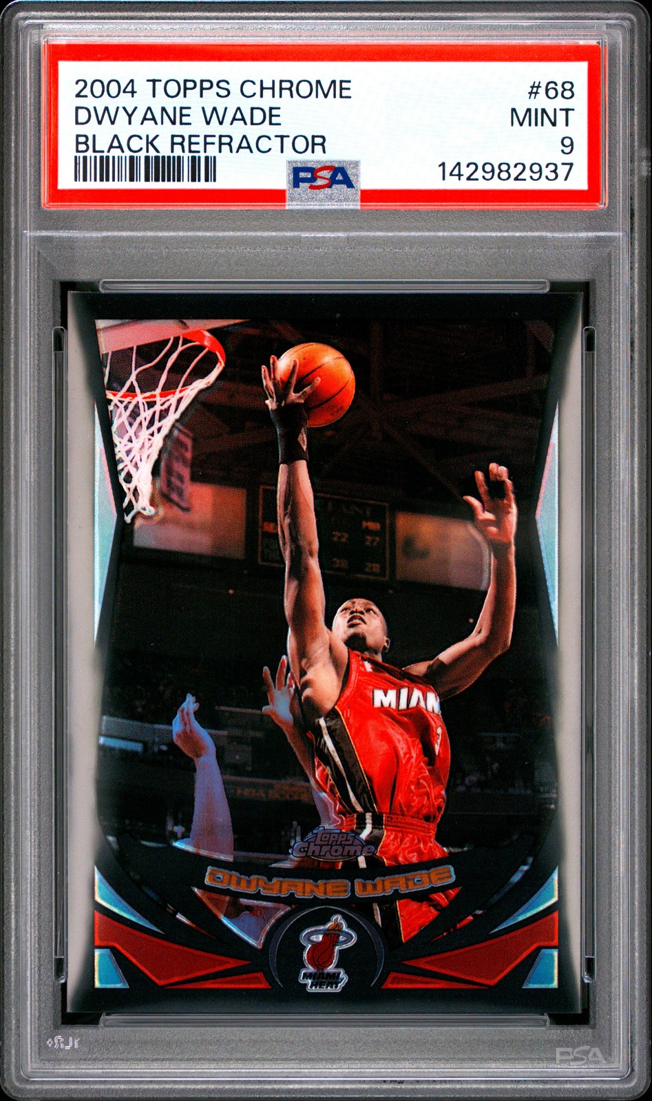 2004 TOPPS CHROME BLACK REFRACTOR #68 DWYANE WADE 168/500 PSA 9