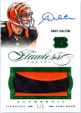 ANDY DALTON 2014 FLAWLESS GREEN GAME USED JERSEY PATCH AUTO SP 1/5 BENGALS